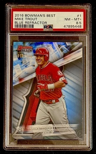 2016 Bowman's Best Mike Trout /250 BLUE REFRACTOR #1 PSA 8.5 NM-MT+ SP HOF