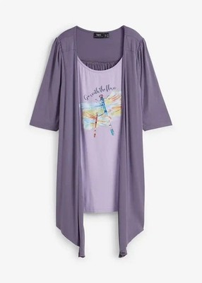 2 in 1 Shirt Gr. 40/42 Rauchlila Damenshirt Bluse Oberteil Neu*
