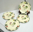 Blue Ridge Southern Potteries Cock O the Walk Rooster Bread Plates Set of 4