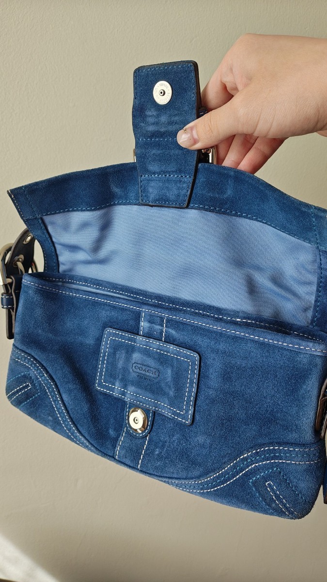 Coach Soho Demi Flap Blue Suede Shoulder Bag - Y2K Vintage RARE