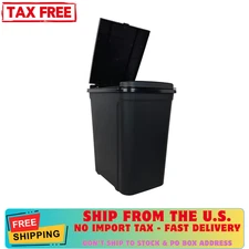 Kitchen Trash Can, 7.6 Gallon Plastic Garbage Bin with Touch Top Lid, Black