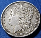 A 1892 Morgan Silver Dollar, Better Date 90% Silver