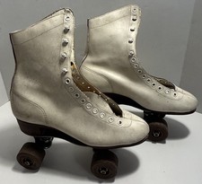 Vintage Hyde Chicago Women's White Roller Skates Shoes Size 9 NO LACES 