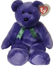 Ty 2000 Vintage Beanie Buddy EMPLOYEE BEAR Large 14" Purple Stuffed Toy MWMTs