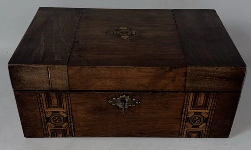 Antique Victorian Tunbridge Ware Inlaid Wooden Collectors Keepsake Box