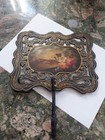 Eventail Bois Noirci Napoleon III Peint Main Minuature Tableau