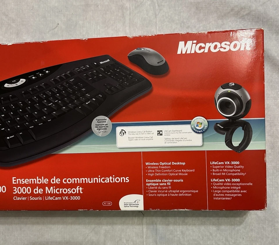 Microsoft Communication Pack 3000 Keyboard, Optical Mouse & LifeCam VX-3000 NEW - Image 3 of 4