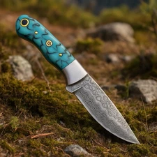 Custom Handmade Damascus Steel Fix Blade Skinning Knife Tactical EDC Hunting