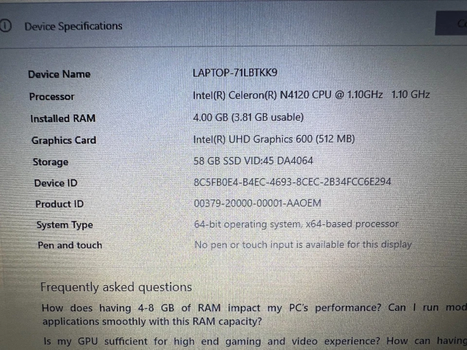 Acer Travelmate Spin B3 N20H1 Intel Celeron N4120 4GB DDR4 64GB eMMC Windows 10 - Image 4 of 4
