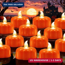 12 Pack Halloween Decorations Indoor Pumpkin Tea Lights Fall Home Decor