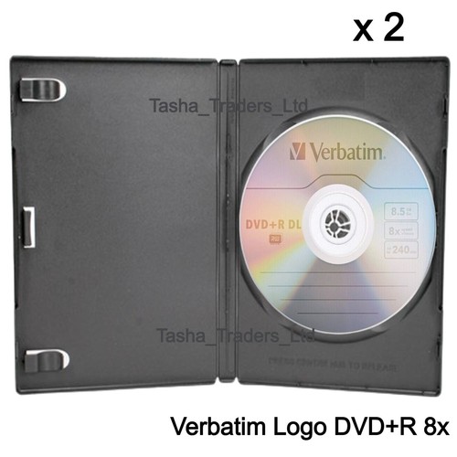2 x Verbatim Logo Dual Double Layer DVD+R DL 8x Disc 8.5GB 240M in DVD Case New - Afbeelding 17 van 20