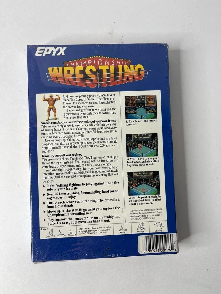Championship Wrestling by EPYX For Atari ST VTG Computer Game SEALED 1986 - Image 2 of 4