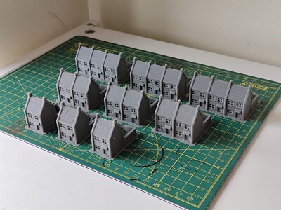 Tischplatte Wargaming europäische Terrassenhäuser im Maßstab 6 mm - 9 Gebäude