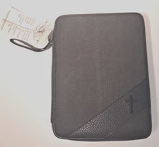 Dicksons Black Reinforced Canvas Bible Cover Case with Handle NEW