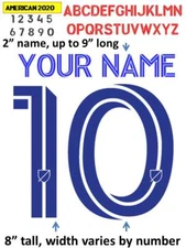 American League IRON ON heat press transfer numbers for soccer jersey MLS 2020