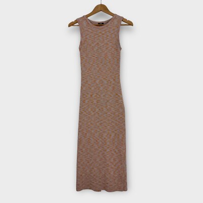 Express Women's Size Small Orange Multi Ribbed Body Contour Stretch Midi  Dress | eBay