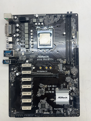Crypto Mining Asrock H110 Pro Btc+ Cpu Socket Power Supply Asrock