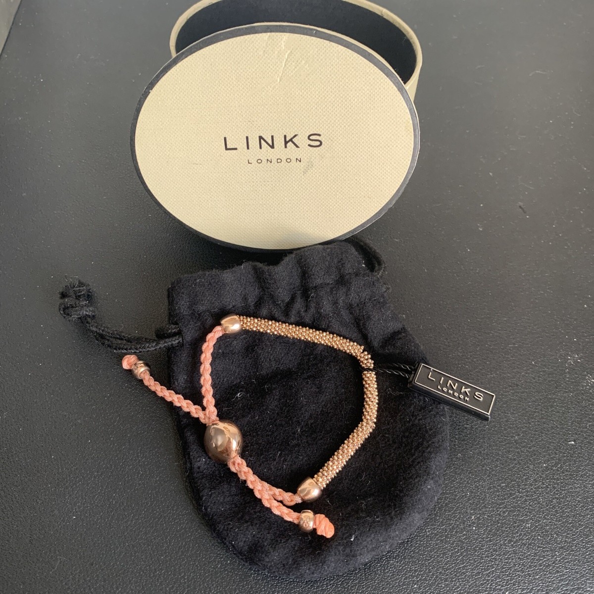 LINKS OF LONDON EFFERVESCENCE 925 FUSCHIA CORD BRACELET UK