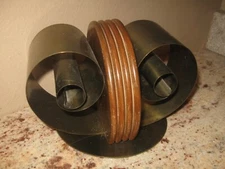 Vintage Fred Farr Art Deco Wood And Coil Brass Metal Book Holder Bookend