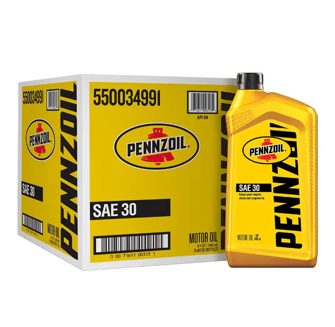 Pennzoil SAE 30 Motoröl – 1 Quart (6er Pack) – Für Benzin- Und Flüssiggas-Motoren, API SN Zertifiziert