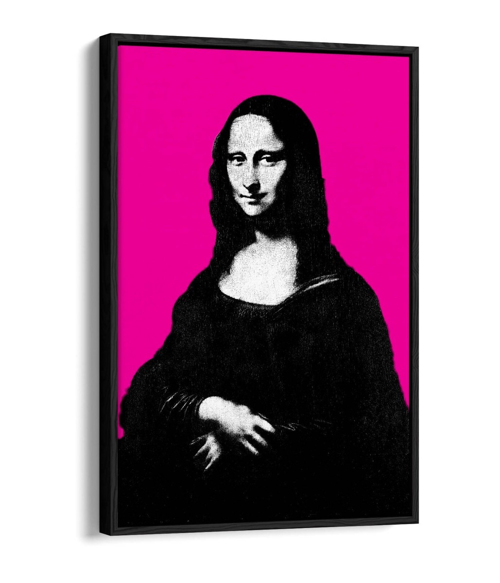 MONA LISA POP ART DA VINCI HOT PINK -FLOAT EFFECT CANVAS WALL ART