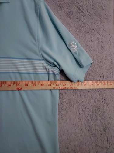 Peter Millar Polo Shirt Mens Medium Summer Comfort Bear Lakes Teal Striped Golf - Picture 9 of 10