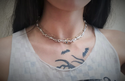 Punk Rock Emo Goth Silver Barbed Wire Bramble Chain Choker