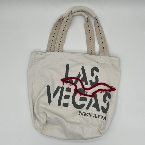 Hollister Las Vegas Nevada Over Shoulder Tote Bag Handtasche Logo Canvas - Creme