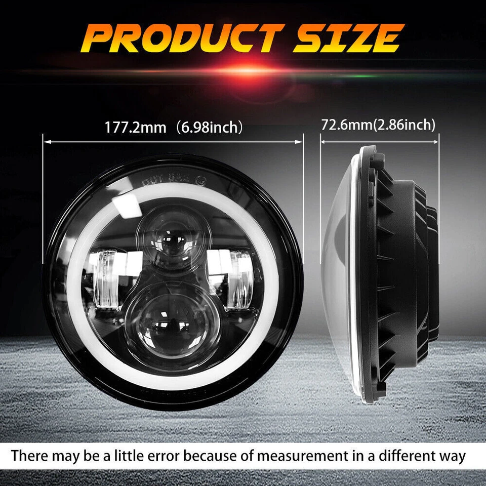 7" Round LED Headlights Hi/Lo DRL For C20/30 Pickup 61-1974 Chevy Truck 47-1957 - Image 2 of 4