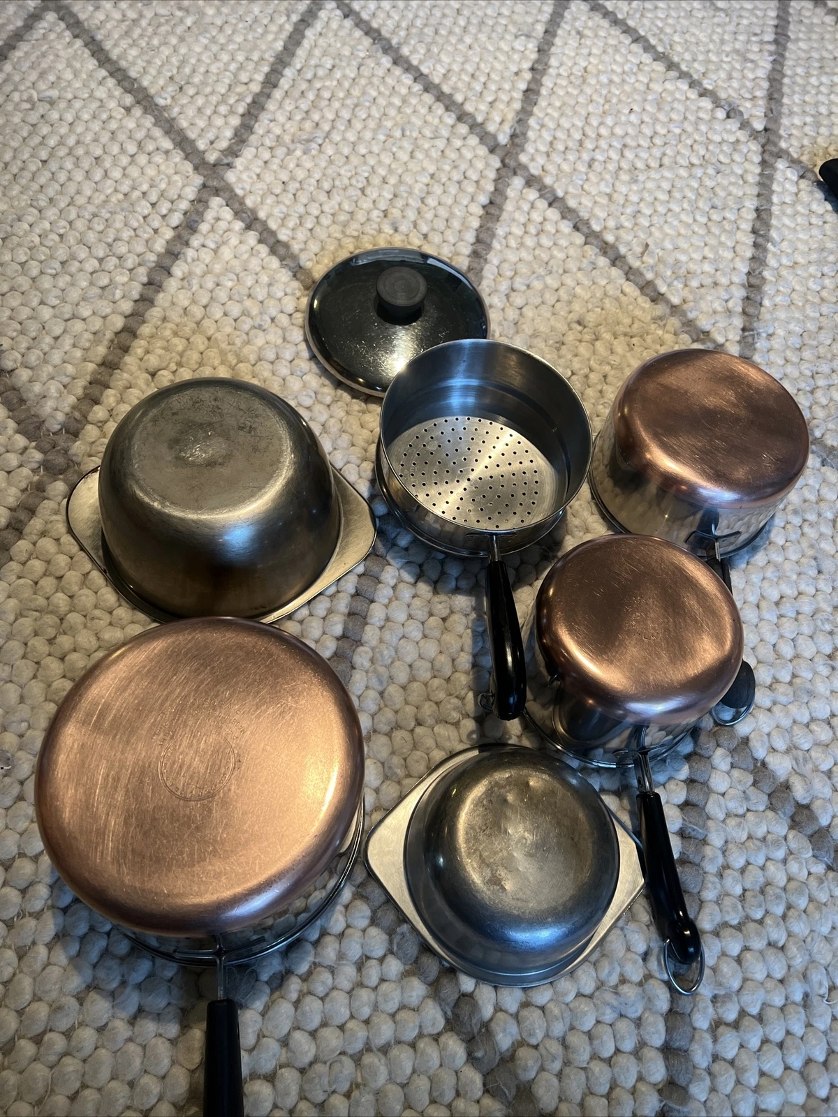 Vintage Revere Ware Copper Clad LOT OF 7 Pieces - Pots, Steamer