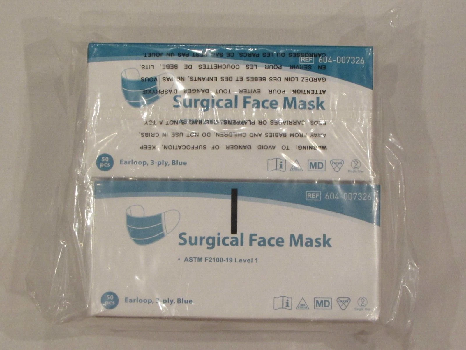 2 BOXES SURGICAL DISPOSABLE FACE MASKS, 50 COUNT EACH (100 TOTAL)