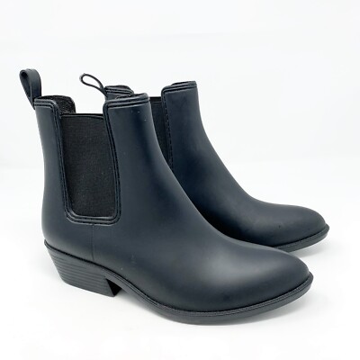 Jeffrey Campbell Boots Matte Black Rubber Rain Booties Waterproof Almond  Toe