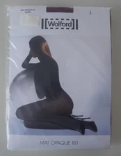 Nip: Wolford Matt Opaque 80 Den Tights! Size L! Color: Crushed Berry (Red)