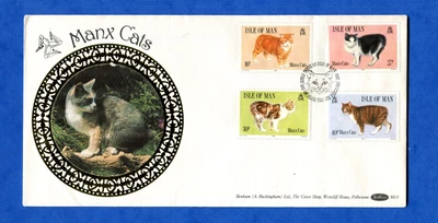 ENVELOPPE PREMIER JOUR CHATS ILE DU MAN 1989 - Photo 1/2