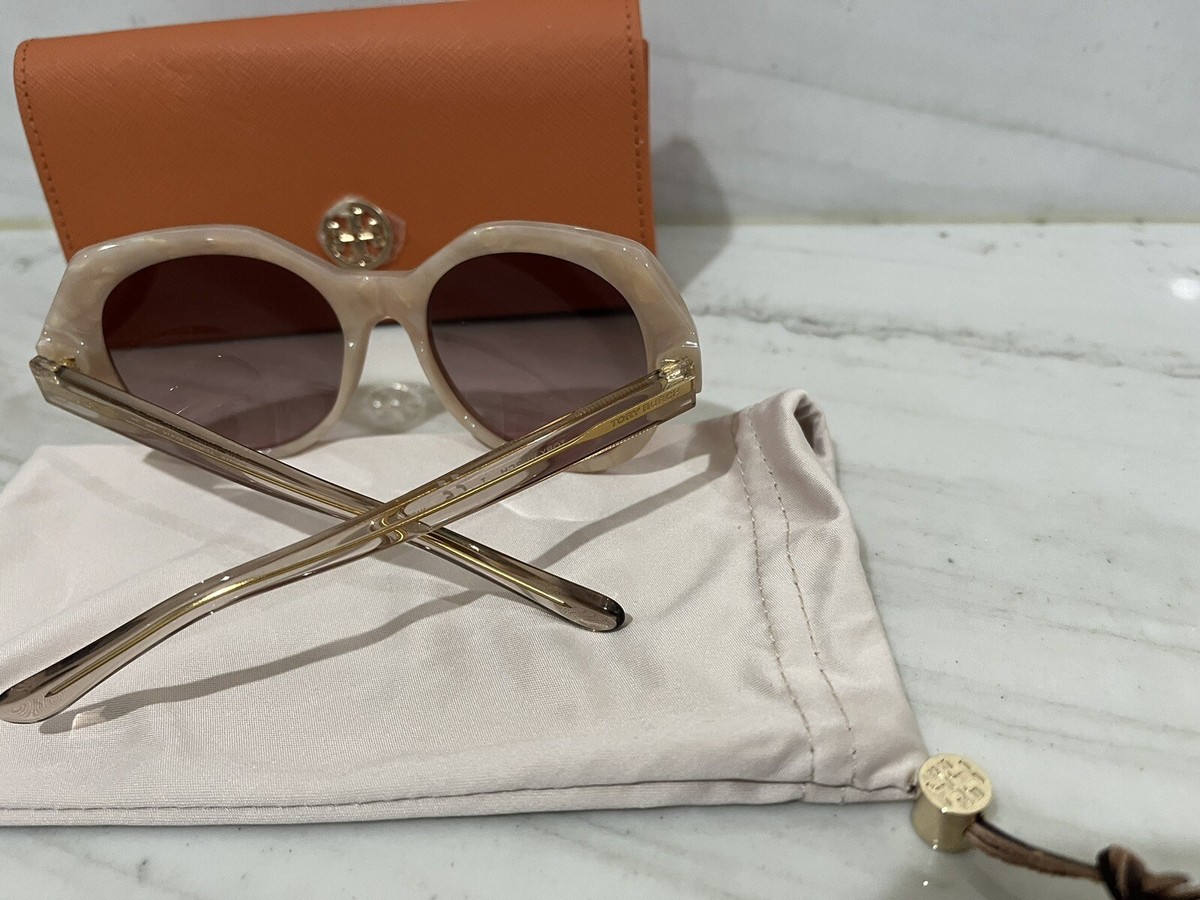 New Tory Burch 53mm Round Sunglasses Blush Moonstone | eBay display picture 1