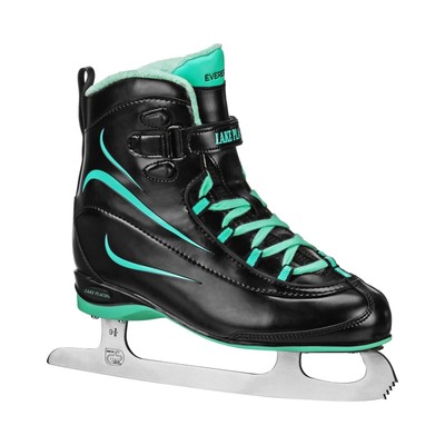 Lake Placid Everest Ice Skates Sz 7 Black/Mint (Box Damaged but Skates Perfect)