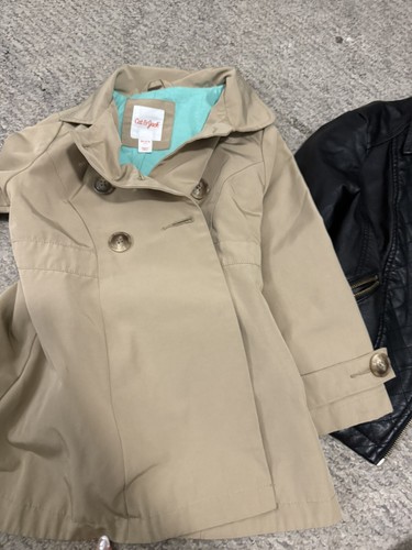 Cat & Jack Solid Black Leather Jacket Child Size S 6 & Khaki XS 4/5 - Picture 2 of 5