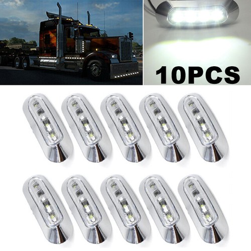 10Pcs White 4 LED Side Clearance Marker Light Boat Truck Trailer Clearance Lamp - Picture 3 of 12