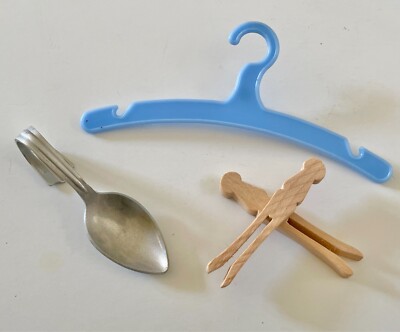 Vintage Original Effanbee Dy-Dee Baby Spoon with Clothes Pins & Hanger
