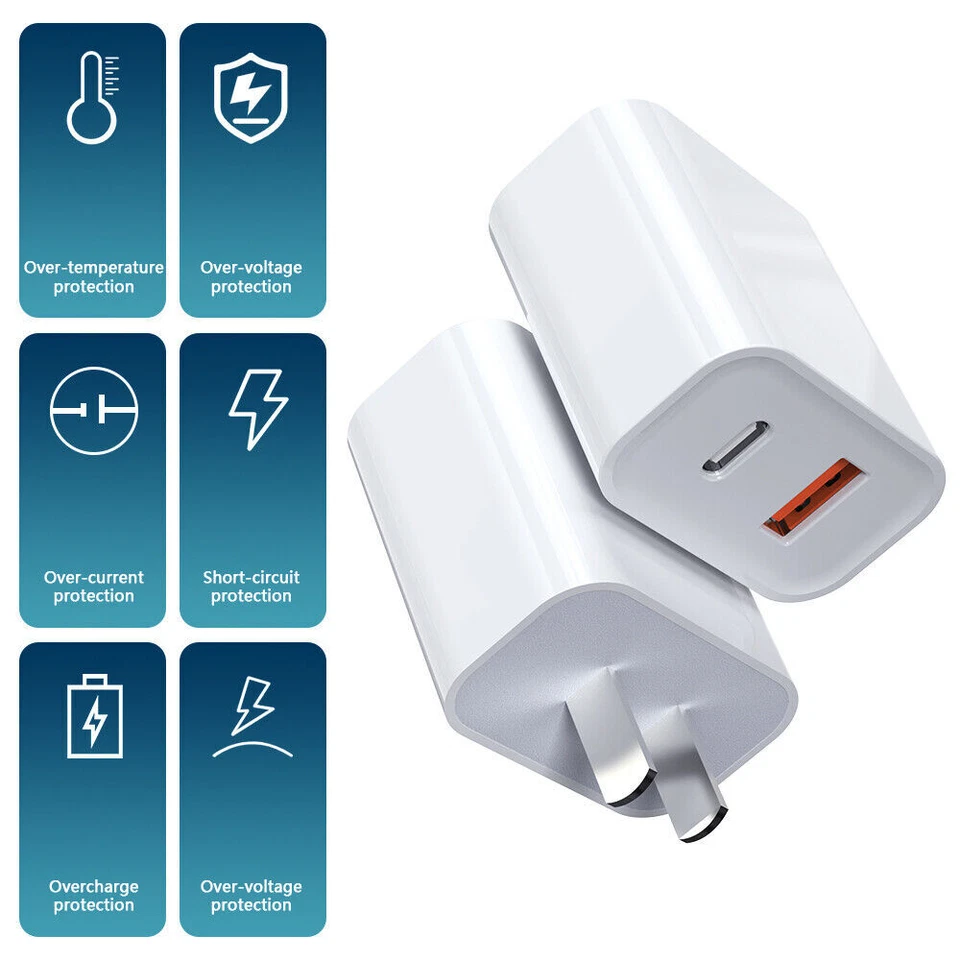 20W Fast Wall Charger USB Type-C PD Power Adapter Plug For iPhone 14/13 Pro Max - Image 4 of 4