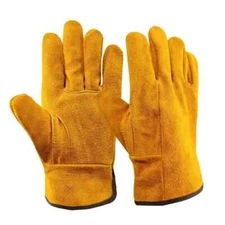 Men Work Gloves Soft Cowhide Driver Hunting Driving Farm Garden Welding