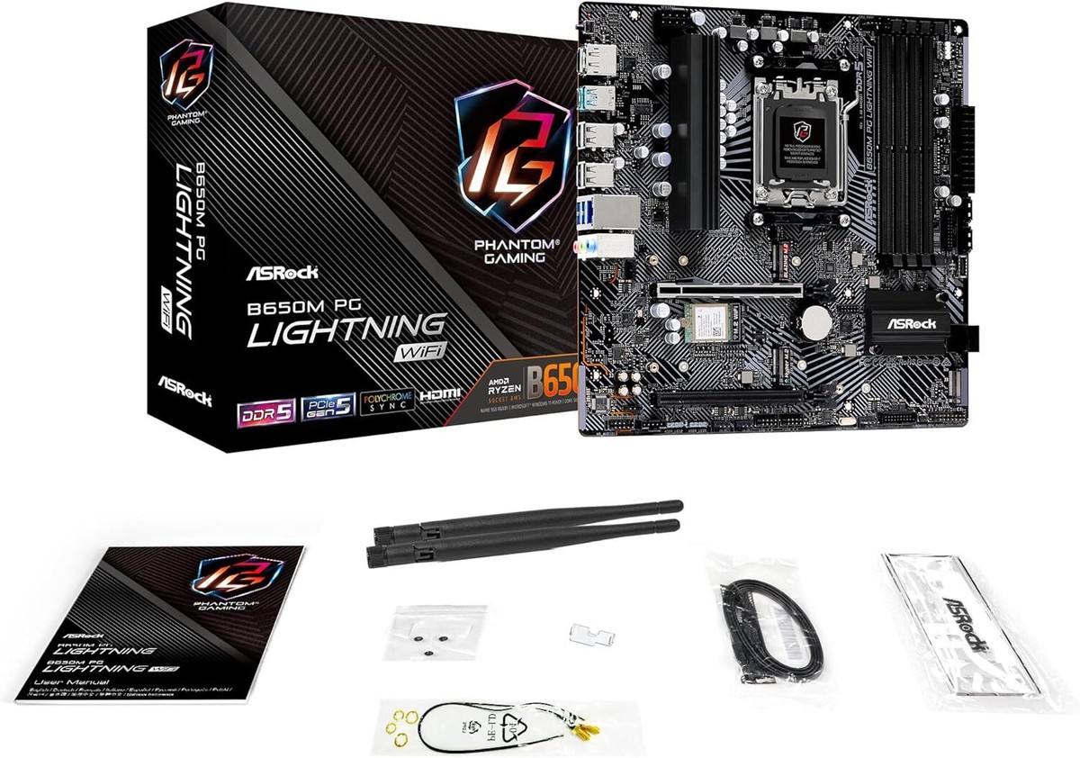 ASRock B650 Micro ATX Motherboard B650M PG Lightning WiFi ASRock B650 Micro ATX Motherboard B650M PG Lightning WiFi