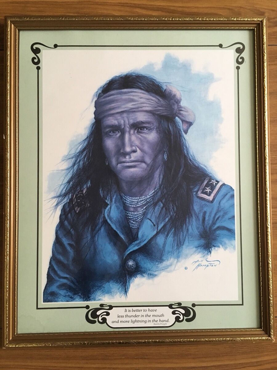 Vintage Bill Hampton 1976 Apache Indian Framed Print From Vintage Bill Hampton 1976 Apache Indian Framed Print From