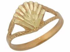 10k or 14k Yellow Gold Split Band Sea Shell Ladies Gorgeous Ring