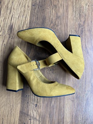 Marks and Spencer M&S Ochre Suede Leather Block Insolia Heel Shoes Sz  UK