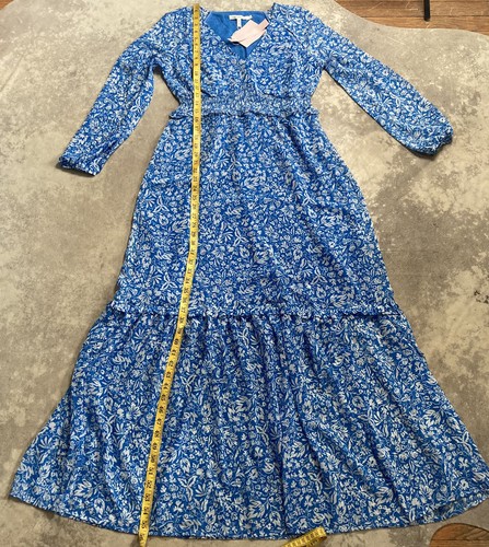 AVEC LES FILLES Dress Womens Size 4 Tiered Floral Maxi Long Daphne Blue - Picture 7 of 13