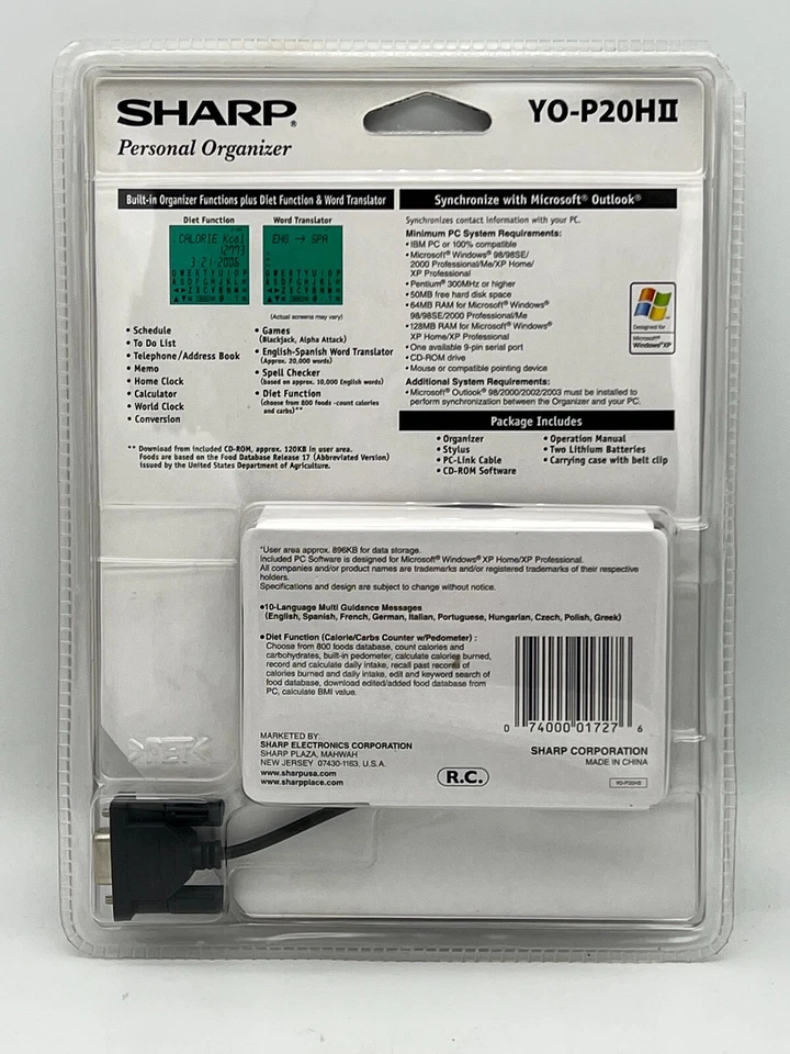 Sharp Personal Organizer 1 MB Digital Touch Screen Pedometer Nutrition YOP20HII - Image 2 of 4