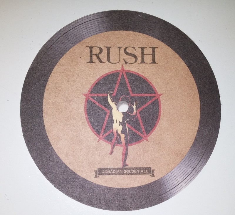 Rush 2112 Starman Logo Canadian Golden Lager Beer Coaster Henderson Brewing Co.