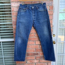 Vintage 90s Levis 501 Blue Button fly Denim Jeans 35x34 Actual 33x29