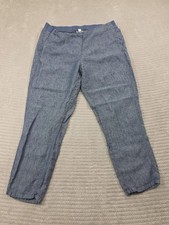 J Jill Pants Womens Small Love Linen Blue Chambray Elastic Waist Pockets